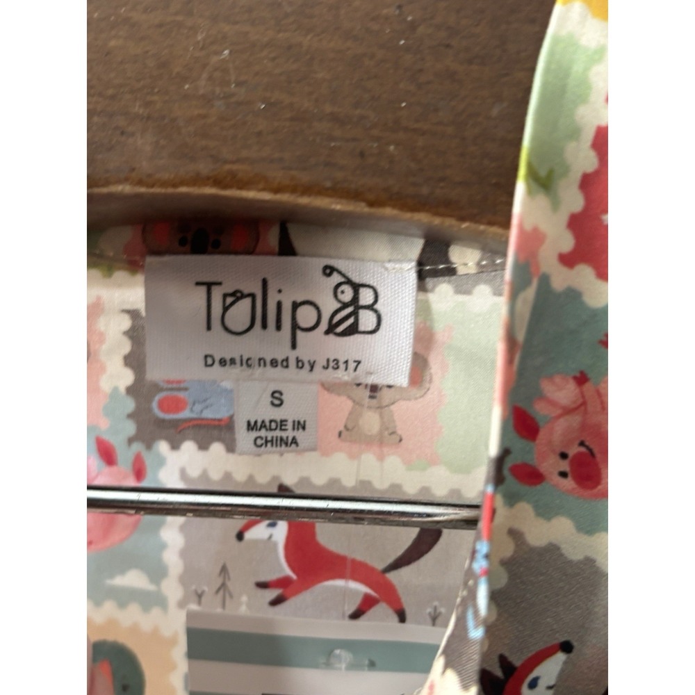 Tulip B Small Little Animals  Print W Tie Sleeveless Novelty NWT Cottage core - Picture 6 of 11